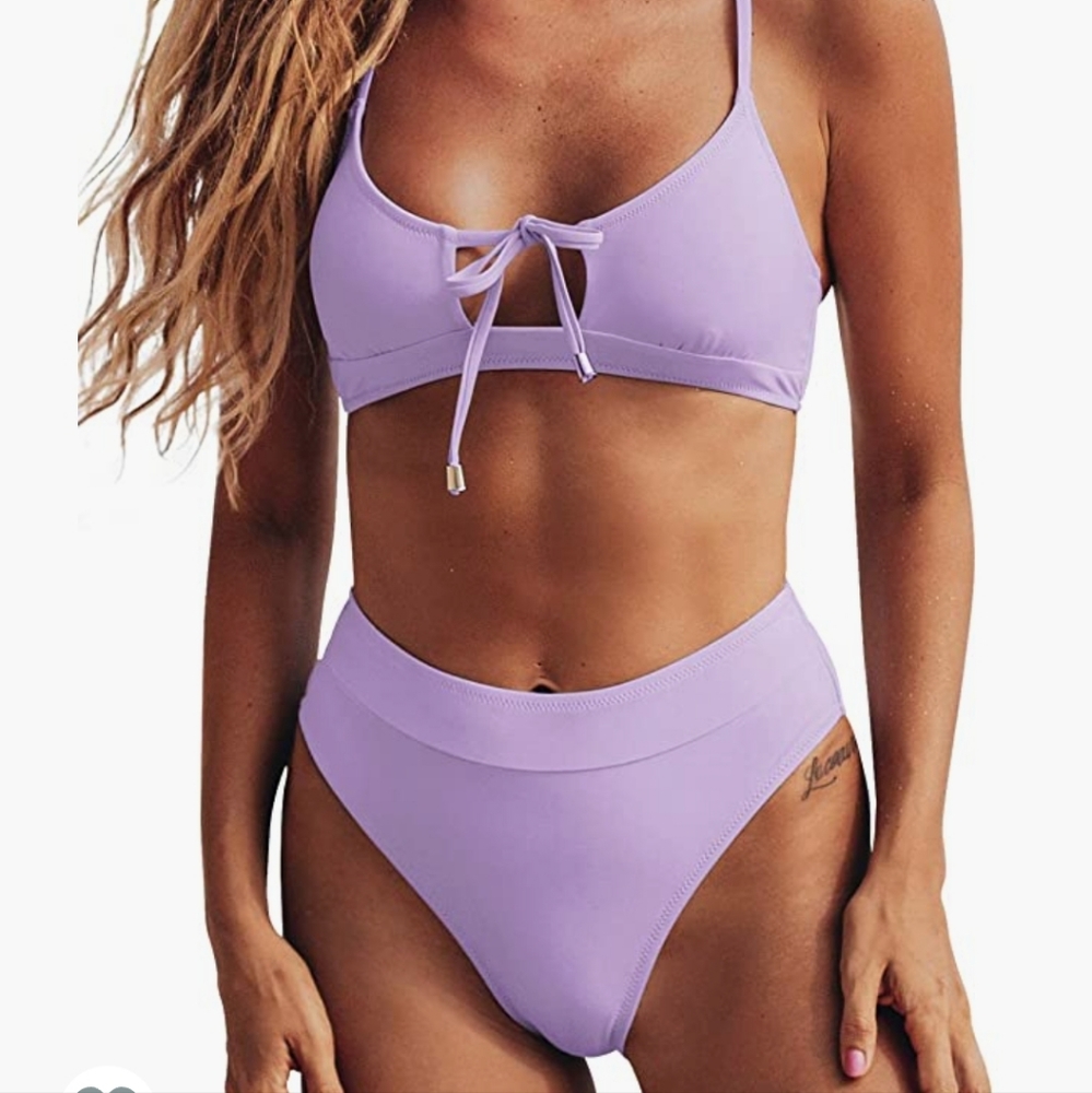 CUPSHE Women's Lavender High Waisted Bikini Size M